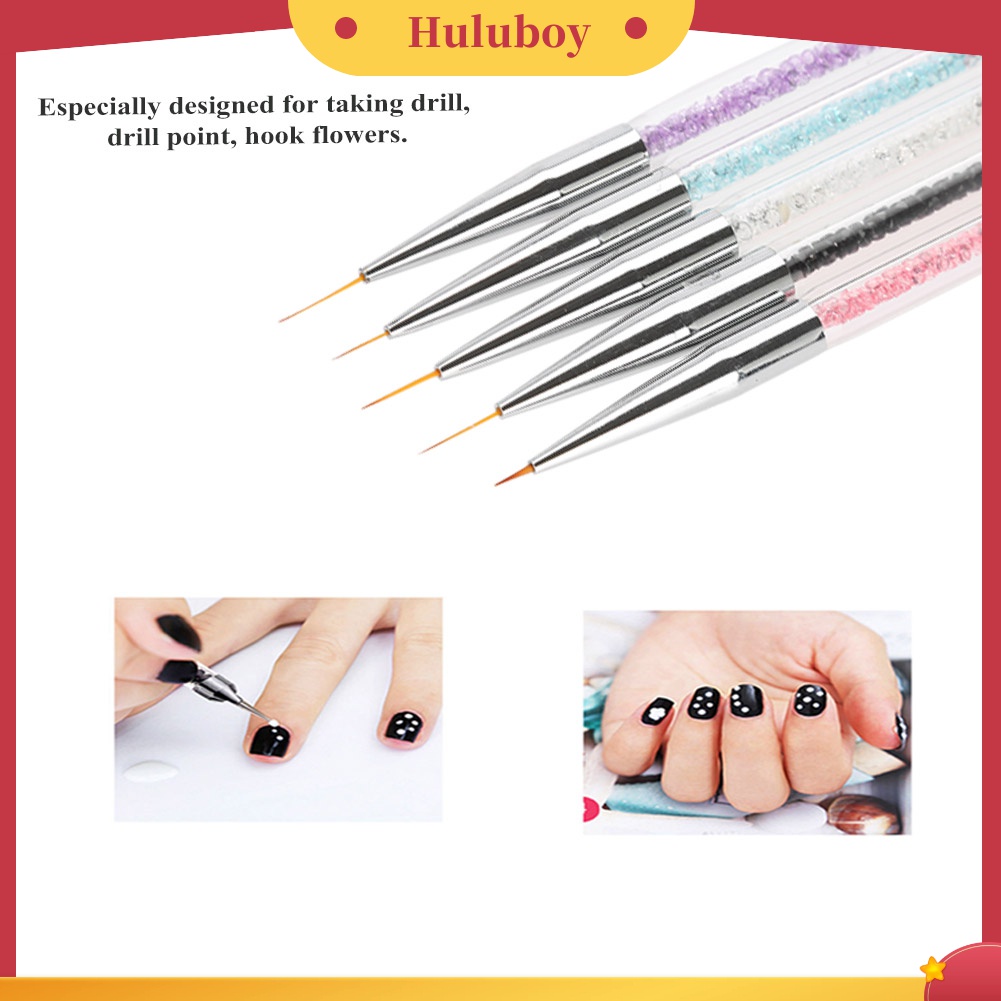 Huluboy Huluboy♡ 5pcs / Set Pen Dotting Gambar Berlian Imitasi Untuk Nail Art Manicure DIY