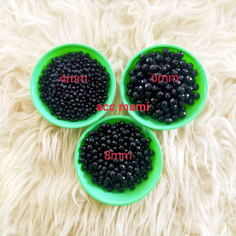 mote hitam manik black 4mm 6mm 8mm