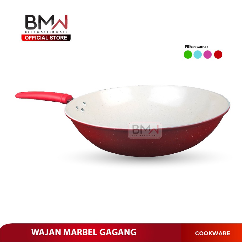 Wajan Marbel Kuali Gagang Warna Penggorengan Wok Pan Stainless Steel