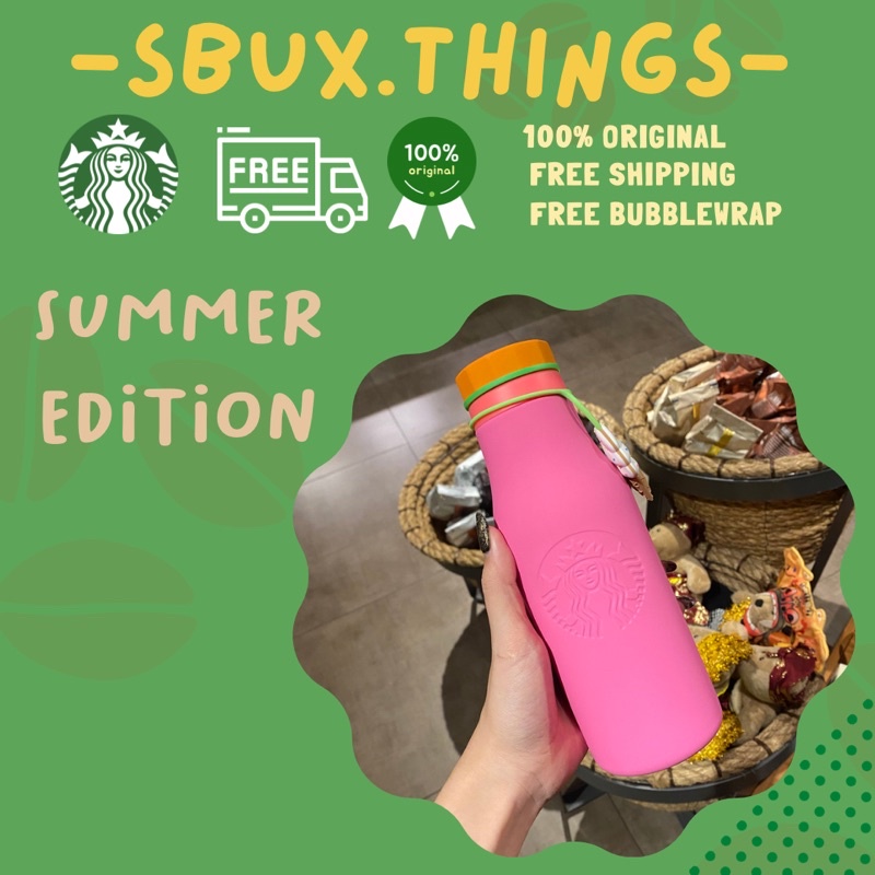 Tumbler starbucks summer 2022 water bottle tropical pink stainless 16oz