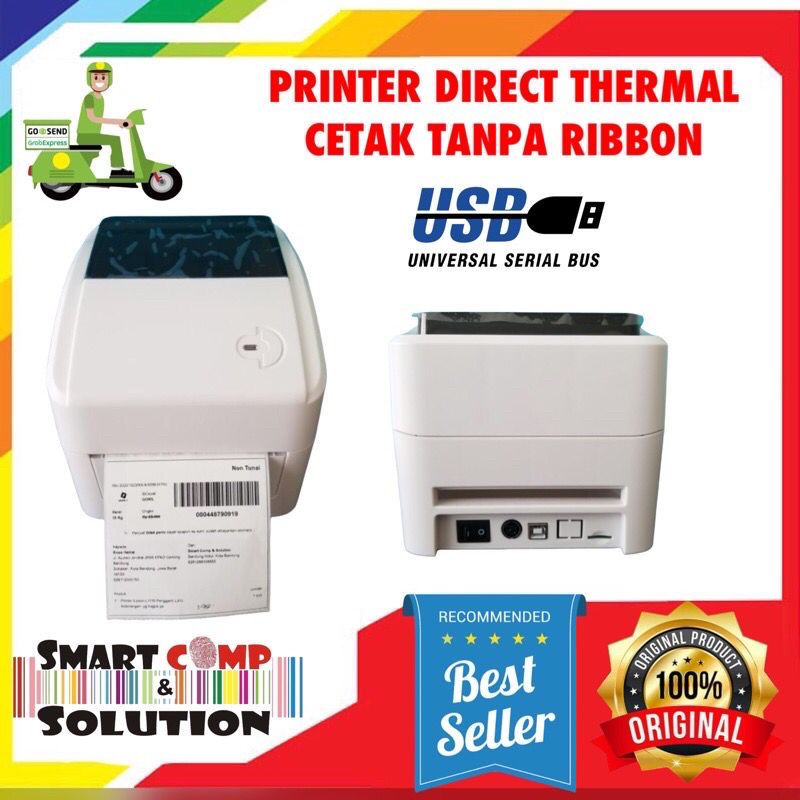 XPrinter 420B Printer Barcode Bluetooth - USB Direct Thermal Label RESI Alamat A6 Market Place