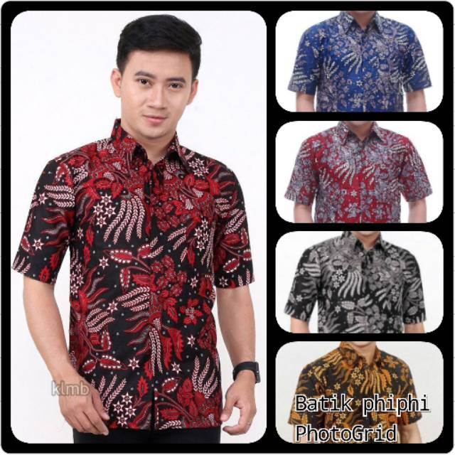 Kemeja Batik Pia Lengan Pendek Motif Manggar Terlaris Size M, L, XL ( ORIGINAL )