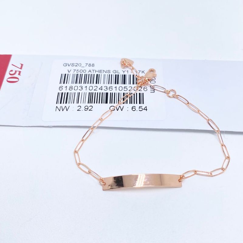 Gelang rantai tali bangle tangan anak dan dewasa emas asli kadar 750 75% 22 16k plat love hati kado rosegold lempeng