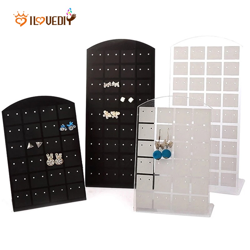 Rak Display Penyimpanan Perhiasan Anting Stud Gelang 48 / 72 Lubang Bahan Plastik