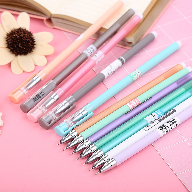 5pcs Random Send Creative Week Course Black Ink Signature Gel Pen Student Gift School Office Station