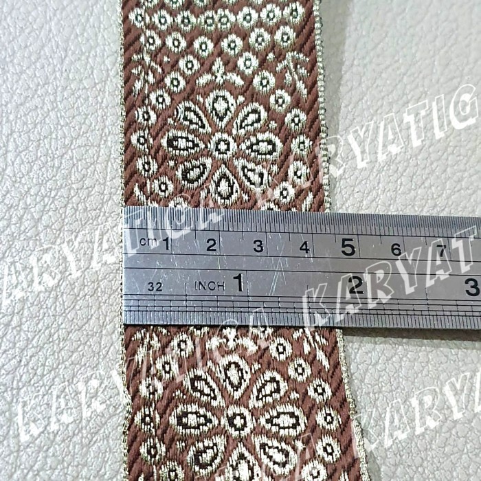 Pita Gamis Motif Matahari Lebar 4.5 cm - Coklat Tua (17 Yard)