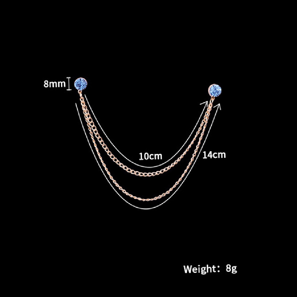 (AdornmentNo1) Bros / Pin Desain Rumbai Rantai Hias Berlian Imitasi Untuk Aksesoris Kerah Pakaian