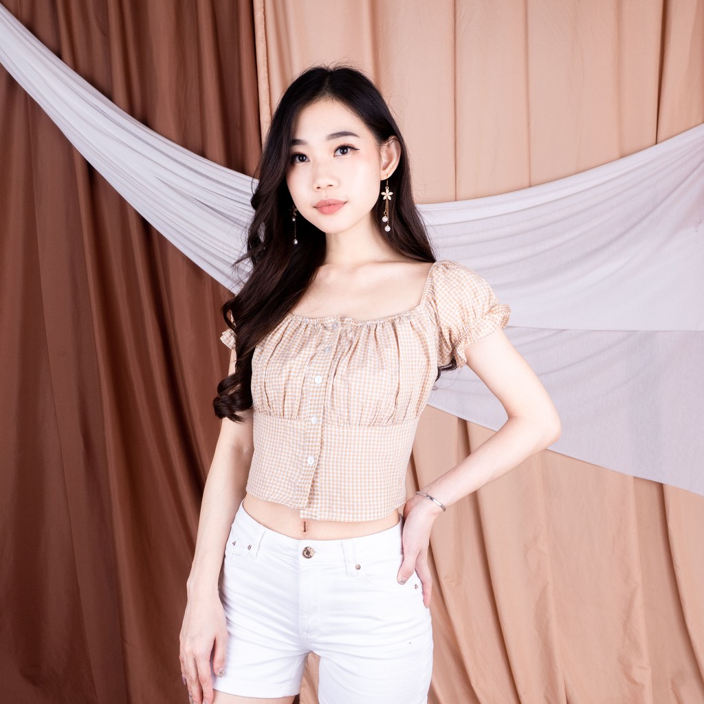 VS - HELENIA KOREAN SQUARE CROP TOP WANITA