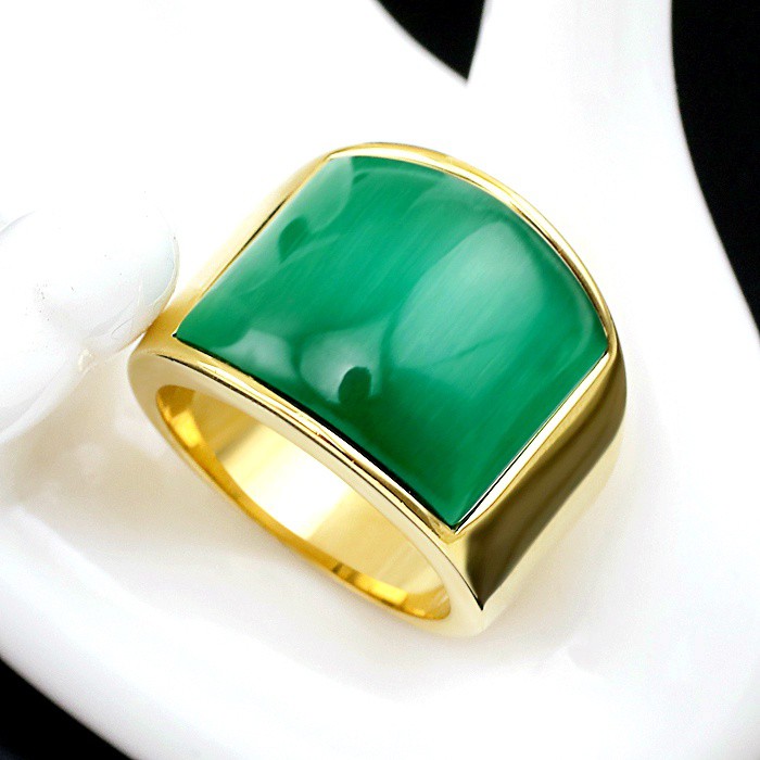 ☋Cincin Pria Cincin Titanium Opal Jari Telunjuk Zamrud Cincin Dominasi Emas Berlapis Huruf Jari Jari