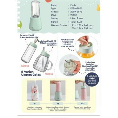 Emily Epb-62001 Portable Blender 0.6L