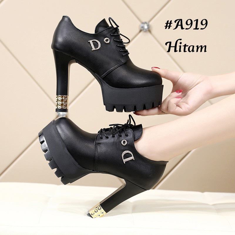 SEPATU WANITA IMPOR BOOTS HIGH BLOCK KOREA #A919