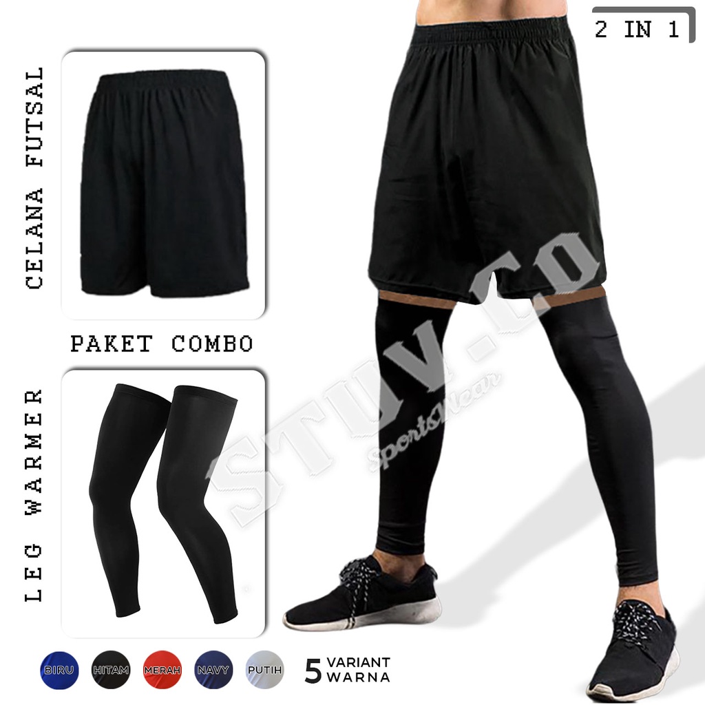 PAKET 2IN1 STELAN CELANA FUTSAL DAN LEG WARMER SET OLAHRAGA FUTSAL SEPAKBOLA SEPEDA VOLI GYM FITNESS BASKET PRIA WANITA