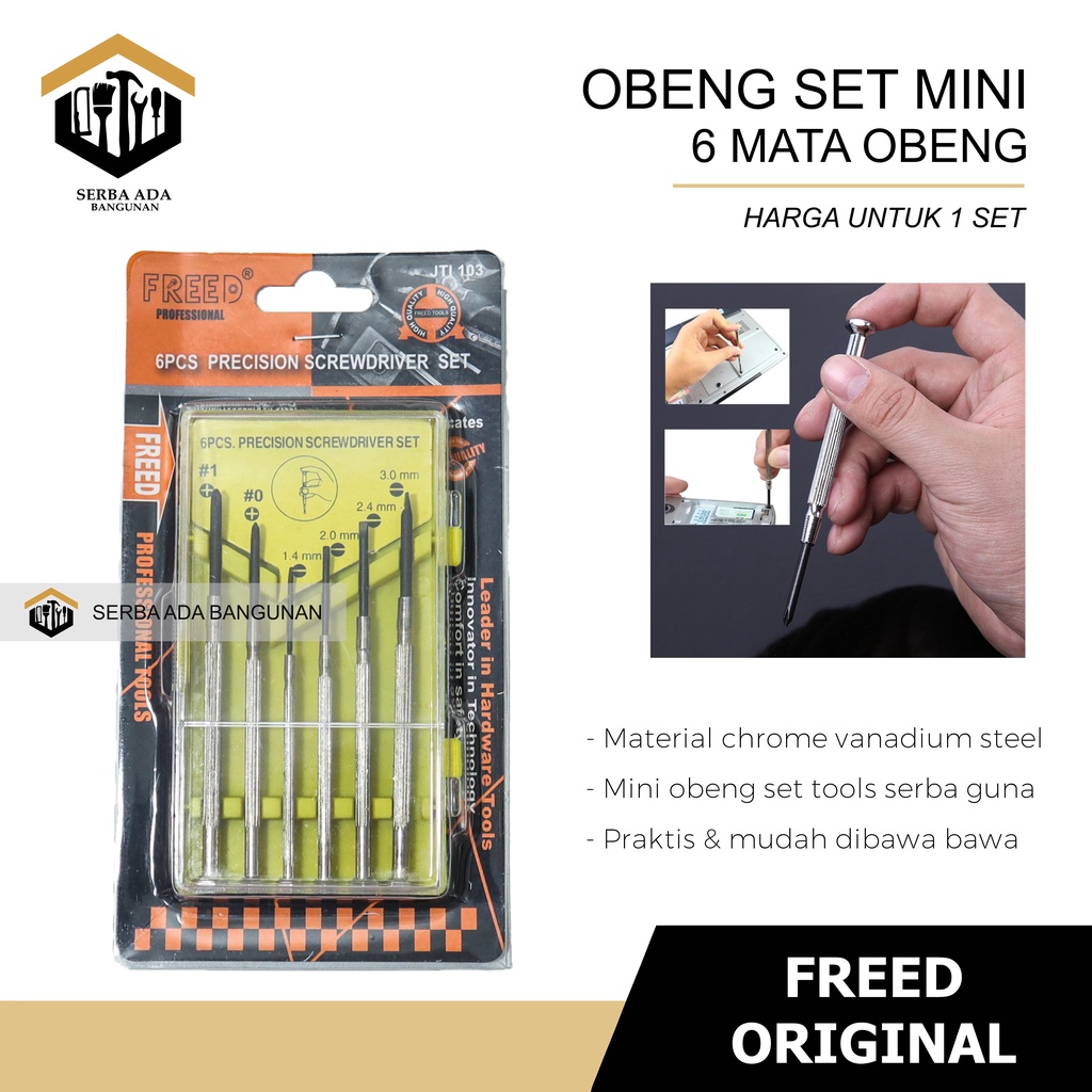 OBENG HP BOLAK BALIK FREED SET 6PCS OBENG TAMIYA LAPTOP KUAT- ORIGINAL FREED 100%