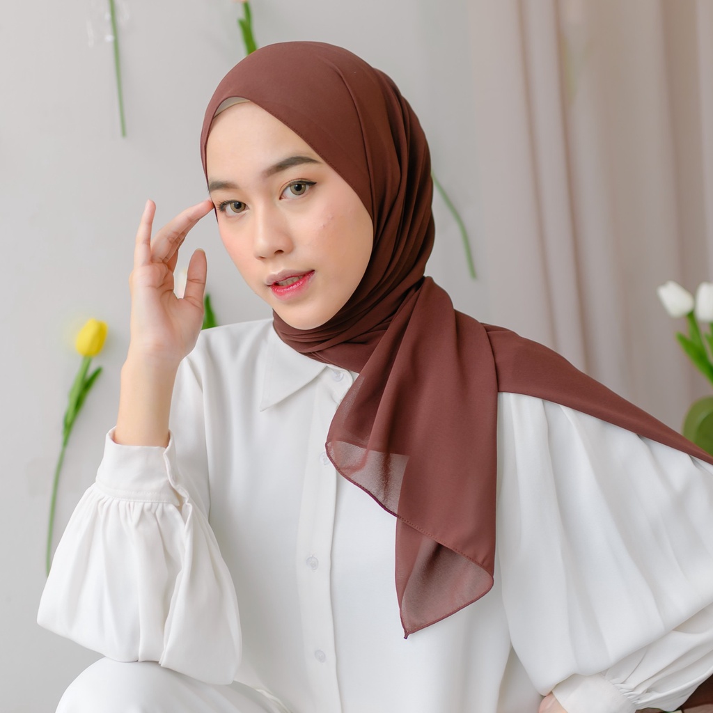 Lozy Hijab - Bawal Shawl ( Pashmina Ceruty Babydoll )-Chocolate