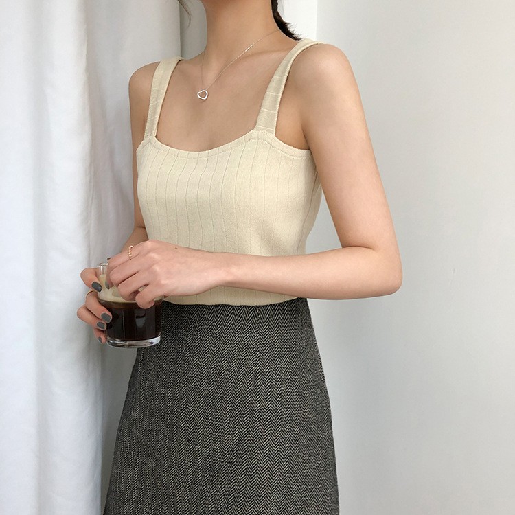 Feminin Tank Top Korean Tentop Vest Rajut Tanktop Wanita-8
