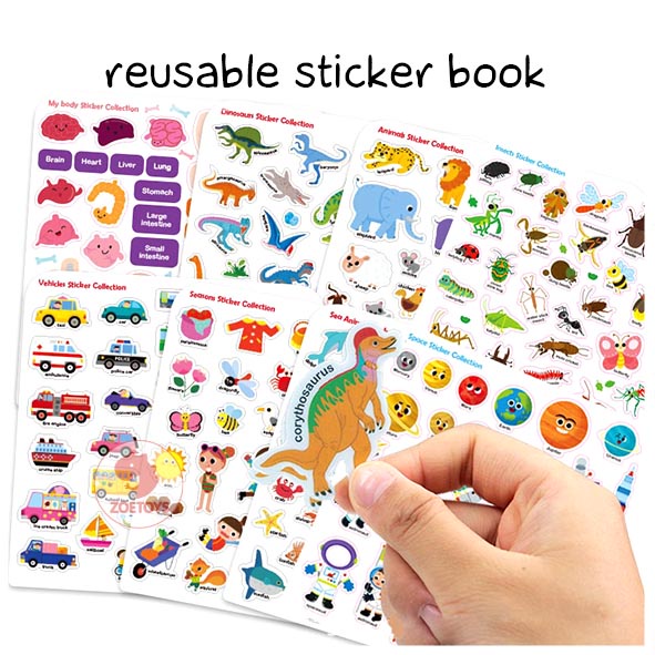 Zoetoys Reusable Sticker Book | Aktivitas Menempel Buku Stiker | Books Activity Mainan Edukasi Waterproof   Mainan Edukasi Anak