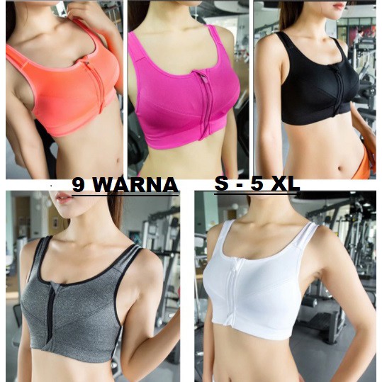 (TULIS SIZE DICATATAN ATAU CHAT) Sport Bra Resleting Zipper / Resleting depan BSA