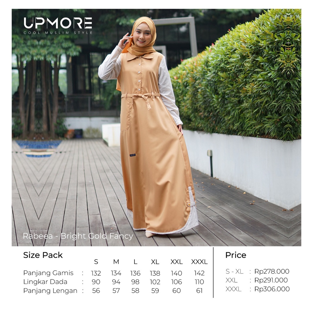 Gamis UPMORE RABEEA (Bright Gold, Grey) Gamis Katun ORI UPMORE | COD