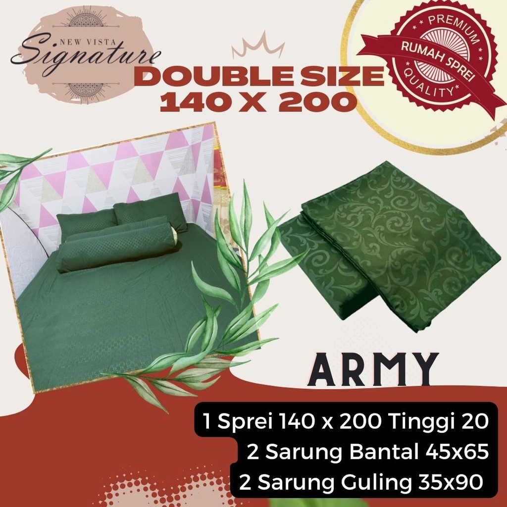 Sprei Signature 140 x 200 Polos Emboss ( Army / Hijau Armi )