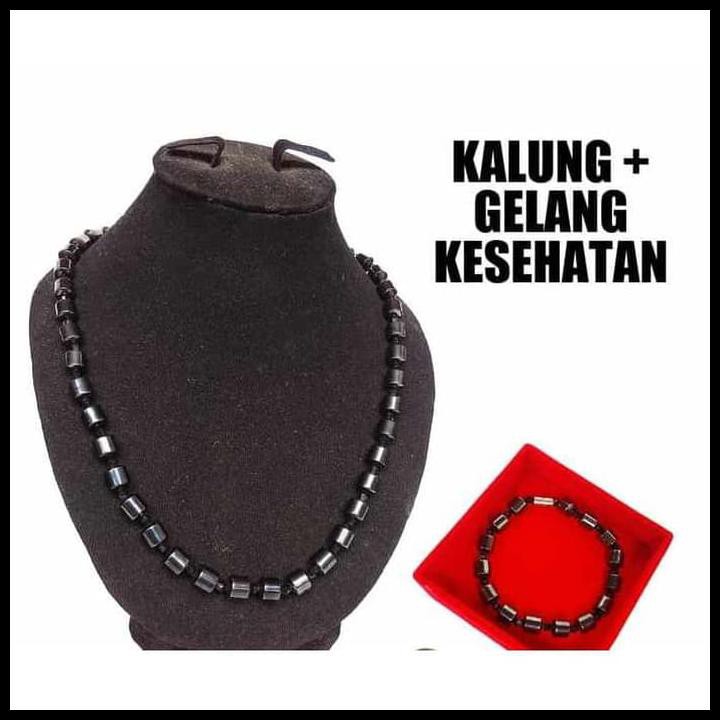 KALUNG PLUS GELANG MAGNET HITAM TERAPI KESEHATAN