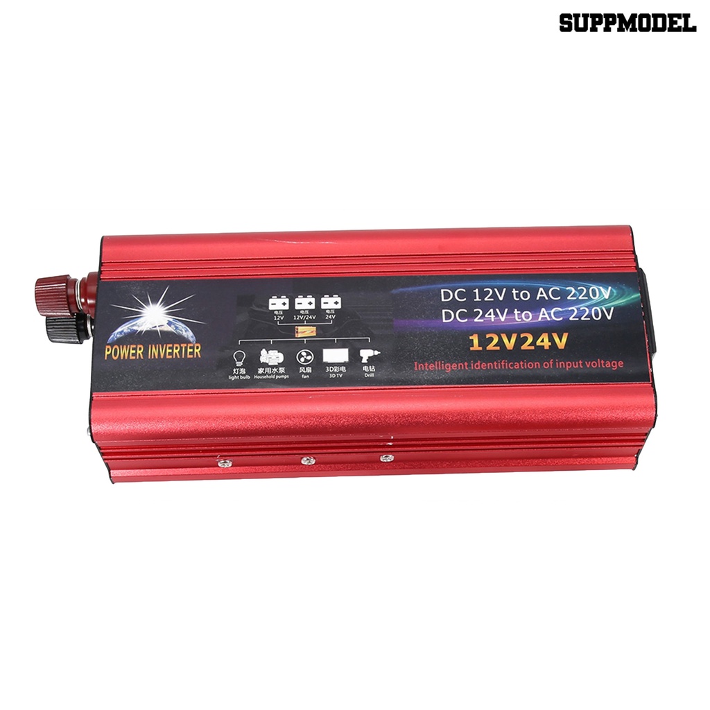 Adapter Converter Power Merah 6000W 12V / 24V Sensitivitas Tinggi Anti Karat Untuk Mobil