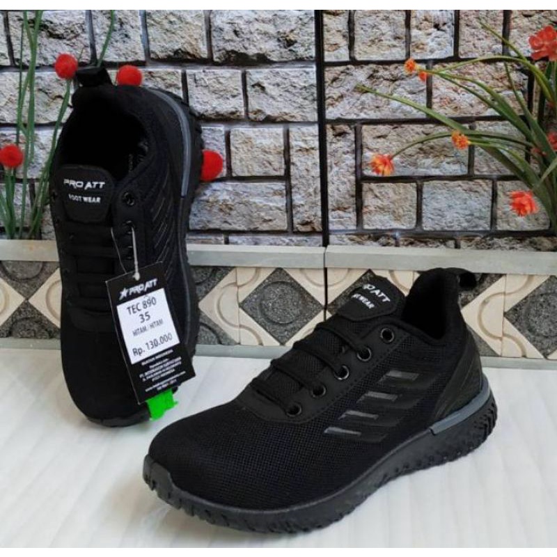 PRO ATT TEC 890 V SEPATU SEKOLAH SEPATU CASUAL HITAM POLOS