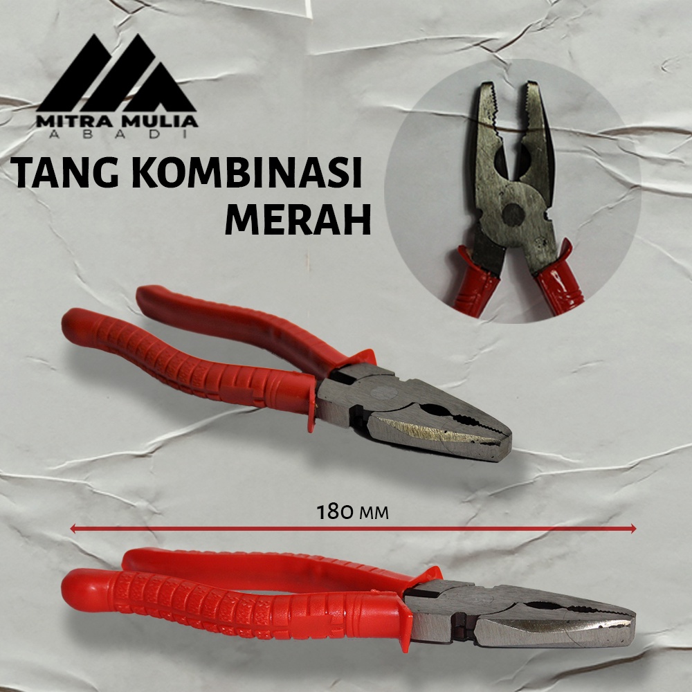 Tang Kombinasi 7 Inci Merah Murah l Tang Karet l Linesman Combination