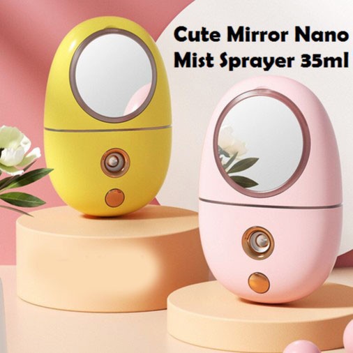 Trend-Cute Mirror/Nano Sprayer Cermin/Nano Mist Spray Portable Facial Cooling Moisturizer Semprotan Air USB