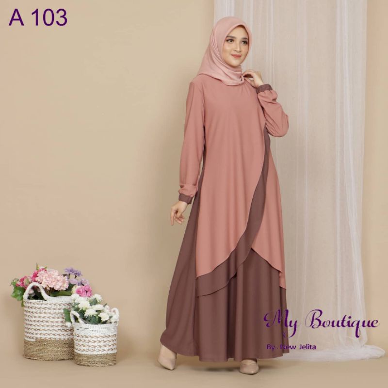 Gamis A103 Ash Rose Coklat My Boutique Fashion