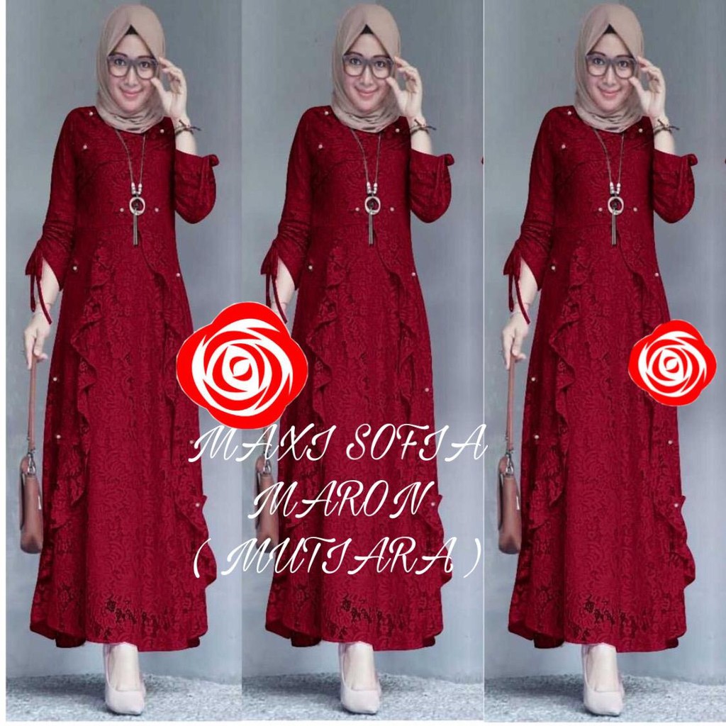 Gamis Maxi Sofia / Brukat Tulang / Full Brukat / Best Seller / Size S/M, L, XL ,XXL / Good Quality