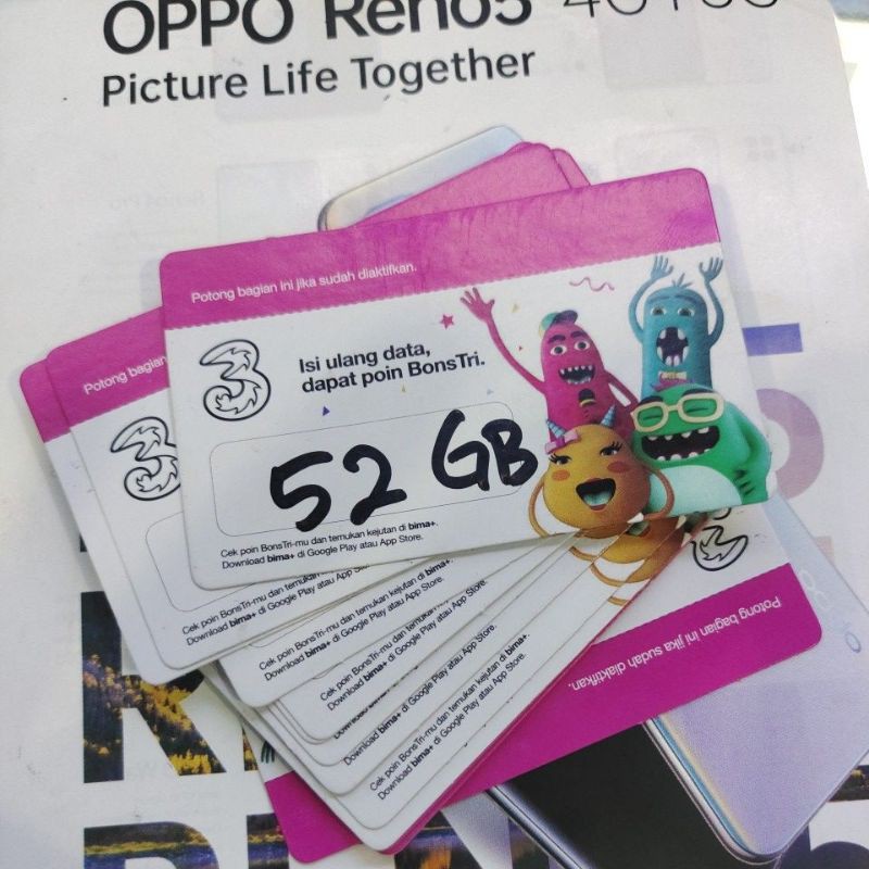 VCR tri 52 GB lokal Jabo banten/voucher/vocer