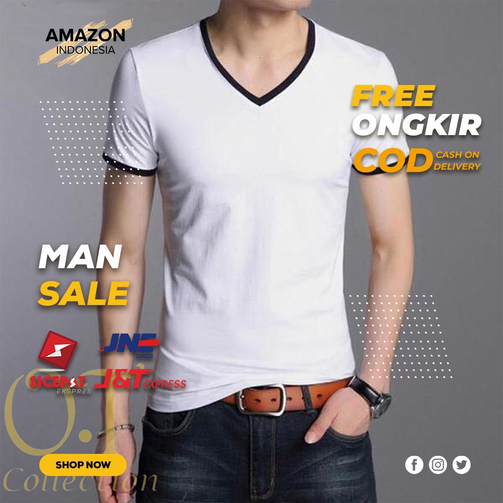 YANG LAGI HITS DICARI GAN Termurah Vabulo Warna White Putih Kaos Pria Cowo Kantor Kasual Formal Lengan Pendek