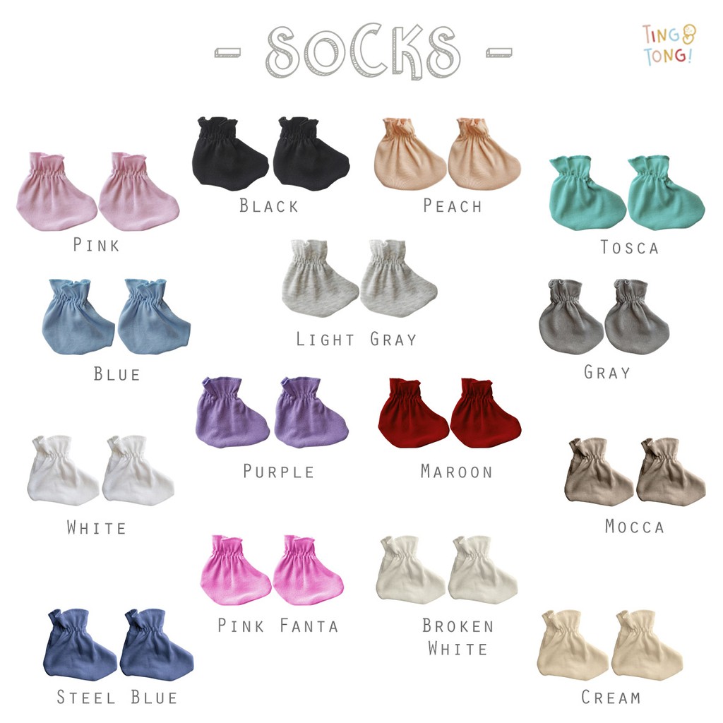 TINGTONG - Sarung Kaki Bayi / Baby Socks - Baby Socks Polos Karet Katun