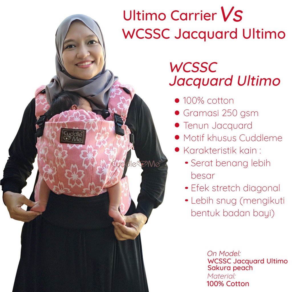 ( FREE GIFT ) Ultimo WCSSC Cuddle Me/ Gendongan Bayi Depan M Shape Tenun Woven Jacquard Cuddleme