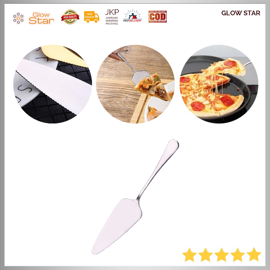 HyHx Pisau Pemotong Kue Steel Pizza Cake Shovel Cutter Stainless Steel dapur ulang tahun