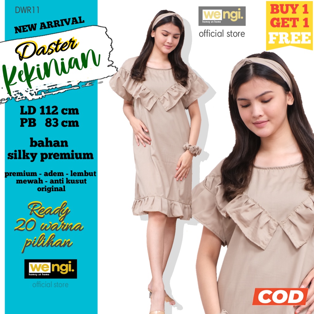 Baju Daster Wengi Lengan Pendek Polos Santai Rumahan Ibu Hamil Wanita Dewasa Ruffle Rempel Kualitas 