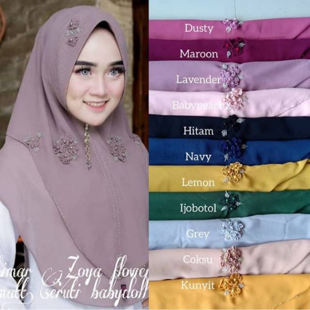 QILLAHIJAB - KHIMAR ZOYA FLOWERS - HIJAB INSTAN - JILBAB INSTAN - JILBAB SYARI - KERUDUNG