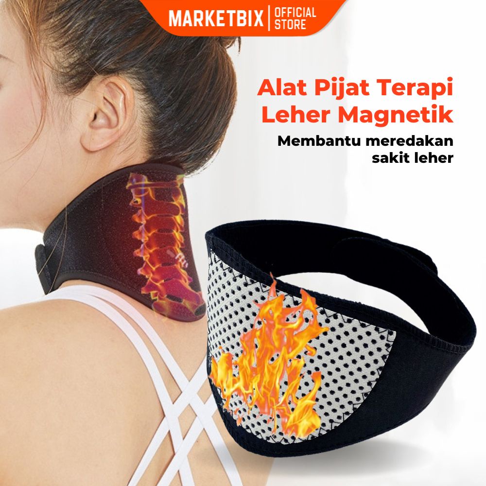 MARKETBIX Alat Pemijat Leher Magnetic Tcare Tourmaline Neck Massager Therapy Sabuk Terapi Leher