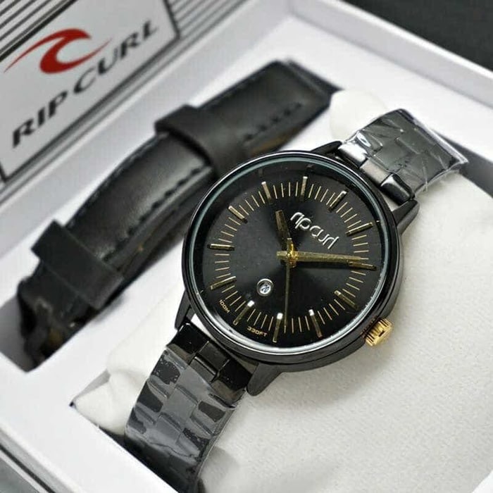 Grosir Jam Tangan Wanita / Cewek Murah Ripcurl Set Rantai Black
