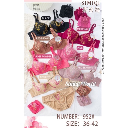 SET BRA CELANA DALAM SIMIQ 952 SETELAN BH DAN CD HIGH QUALITY SIZE 36.38.40.42