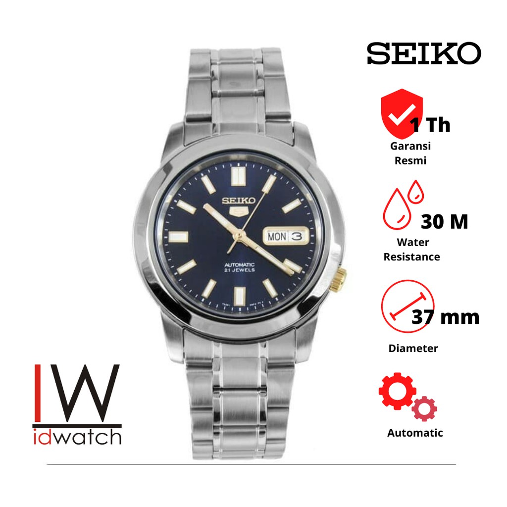 Seiko 5 SNKK11K1 Automatic Jam Tangan Pria SNKK11 Original Cowok Klasik Strap Rantai Stainless