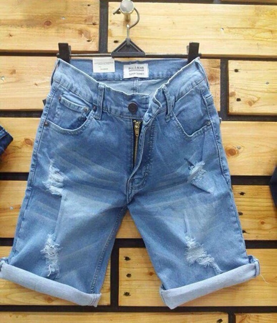 light blue ripped rip sobek  robek biru muda tua short 