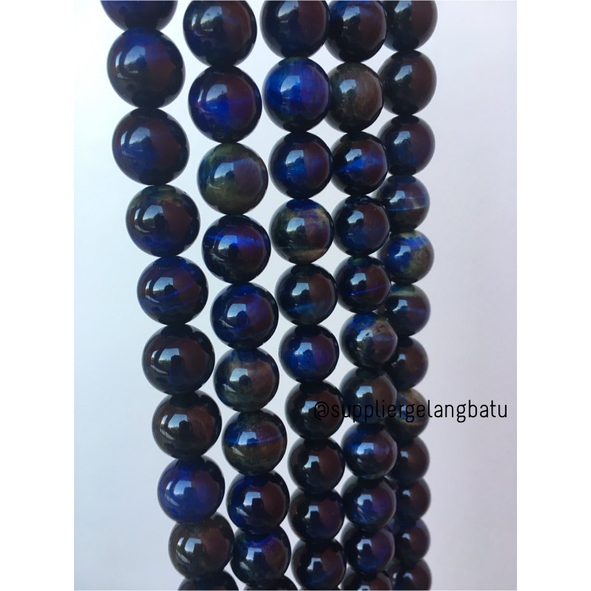 batu Blue Tiger Eye 16mm mata harimau biru biduri sepah akik premium aksesoris fasion pernak pernik