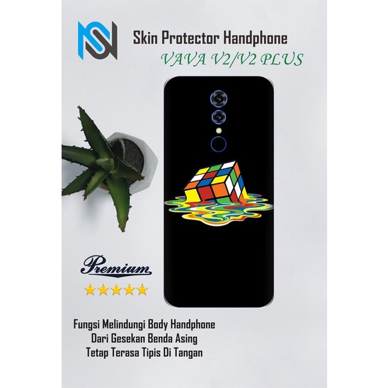 Isi 2pcs Garskin Hp VAVA V2 Dan V2 Plus Motif Cube Free Custom Motif (Bisa COD)