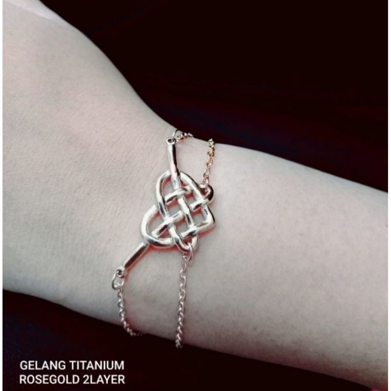 GELANG TANGAN TITANIUM DUA LAYER MODEL IKATAN CINTA READY 3 WARNA