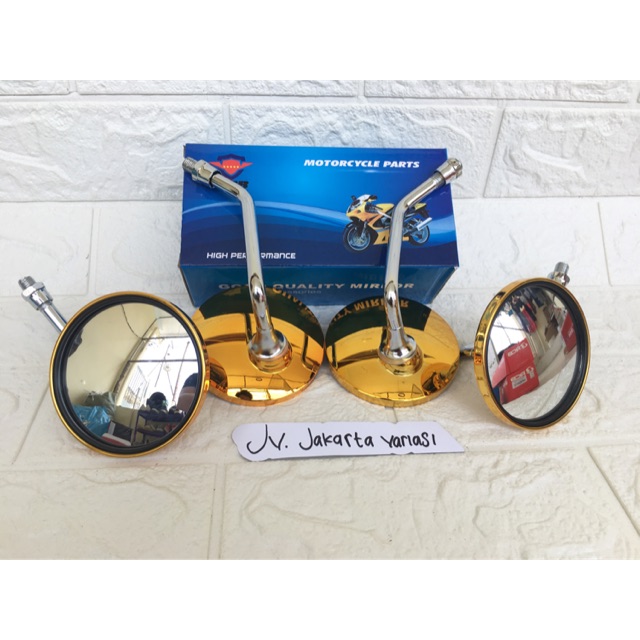 Spion klasik kaca cembung bulat crome gold universal
