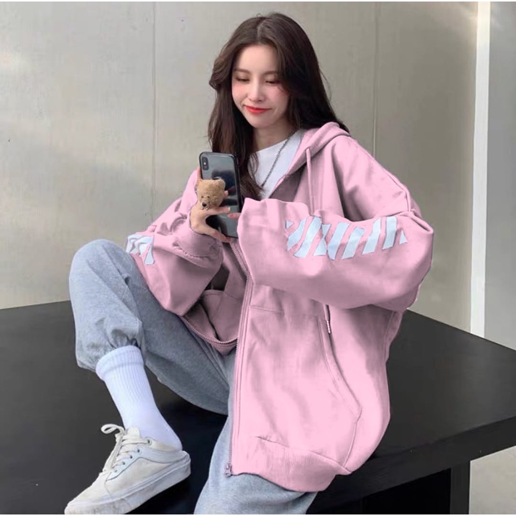 HOODIE ZIPER SWEATER JAKET WANITA / ZEBRA HODIE JAKET SWEATER BAHAN FLEECE TEBAL