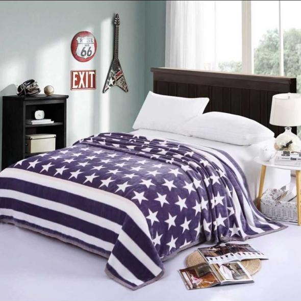 Selimut Bulu Halus Motif Dewasa  Aesthetic Atisashop Murah Berkualitas Lembut Uk135x190 New Arrival-Bintang Violet