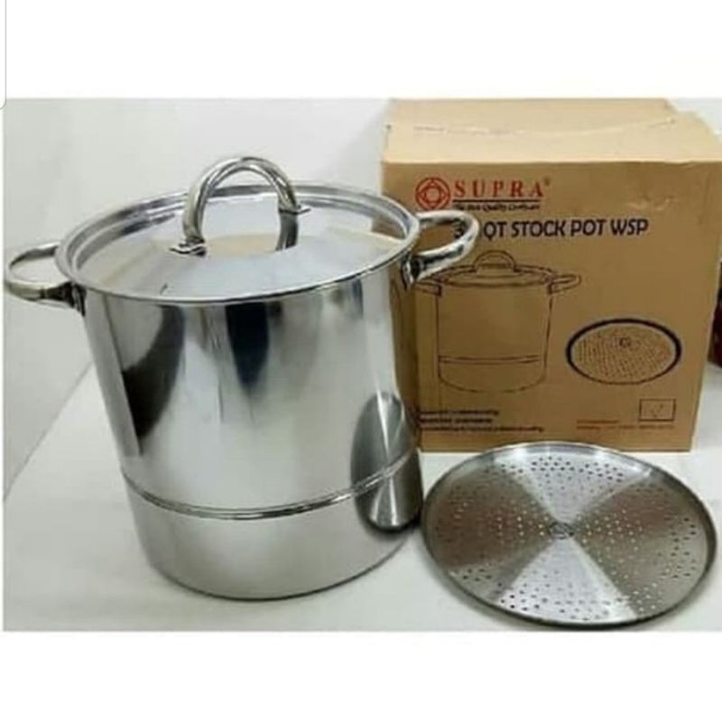 SUPRA stok pot 30qt + Steamer / Panci kukus SUPRA dengan tatakan kukus