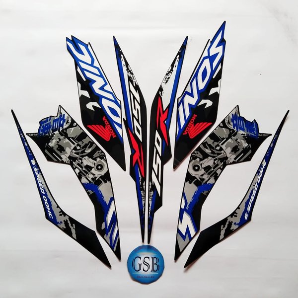 Stiker striping motor Sonic 150r SE 2019 hitam biru